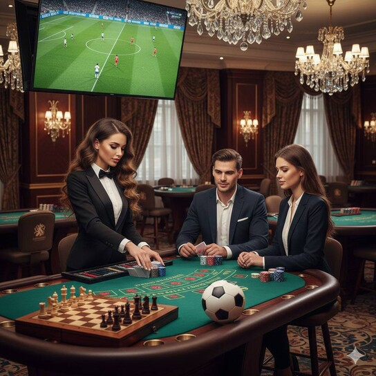 Luxurious casino background with sparkling chips and cards